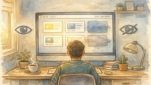 WP 特定の記事を検索結果に出さない設定を操作する人物と画面レイアウト
