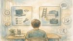 AI オンライン講座 比較の軸を整理し学習目的や条件を静かに見直すイラスト