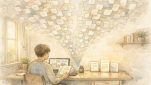 AI 論文 読み方 コツを踏まえ、多数の情報から読むべき論文を絞り込む様子を示すイラスト