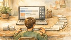 WordPress 抜粋の文字数 変更で短い要約と長い要約を調整する作業机の様子