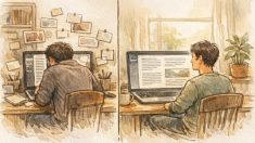 WordPress 投稿画面の幅 広げる前後を対比し、狭いエディタと広いエディタで執筆のしやすさが変化する様子