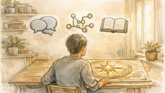 生成AI セミナー 選び方を考える社会人が静かな部屋で講座アイコンを比較し熟考する場面