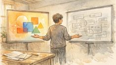 Gamma AI プレゼン 精度を外見デザインと情報構造の対比で考えるワークスペースイラスト