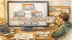 WordPress 投稿タイプごとにテンプレート変更を整理する机上作業と階層構造イメージ