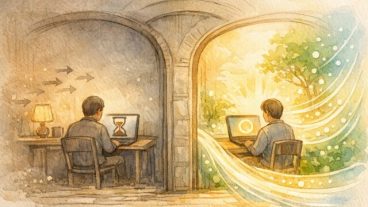 サーバー 速度 SEOによる表示差を対比し、離脱率低下と滞在時間向上を表現したイラスト