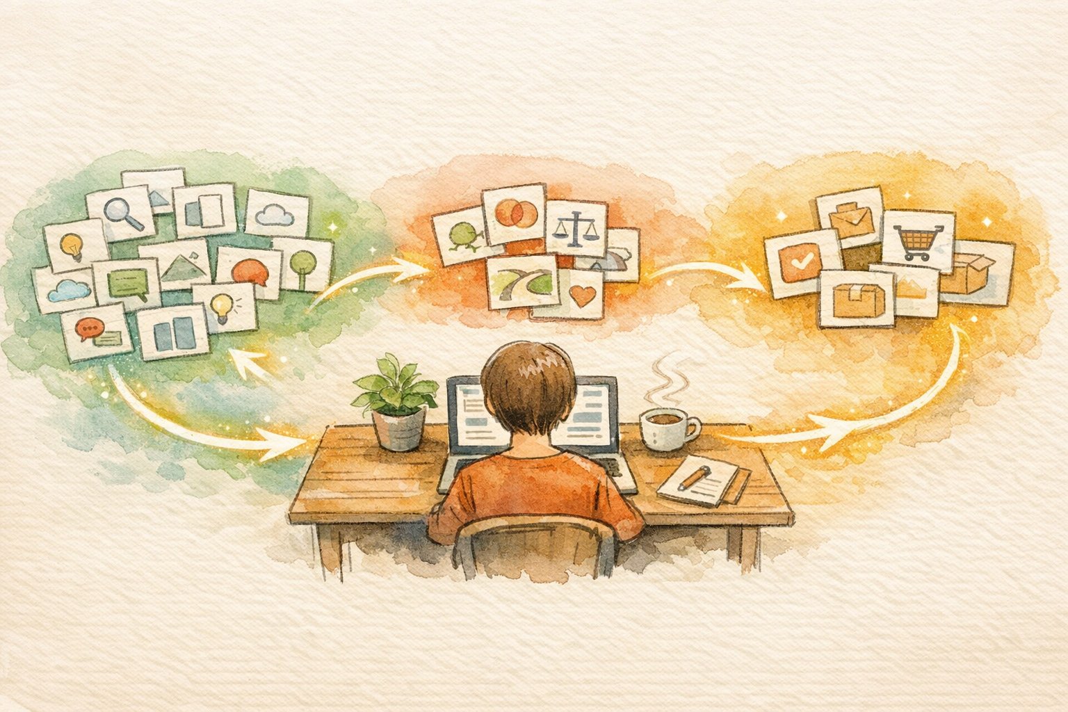 WordPress ブログ 収益化 仕組みを地図のように整理した導線設計のイラスト