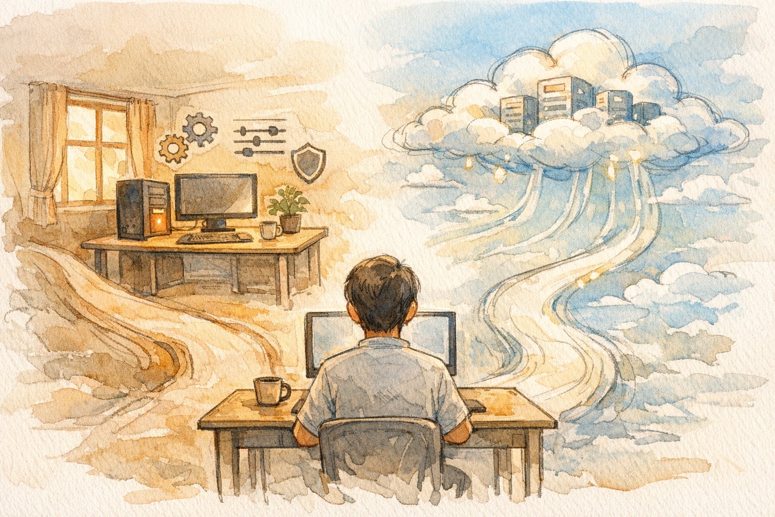 Llama 3 日本語化 使い方の基本パターン、ローカル環境とAPI利用を比較するイラスト