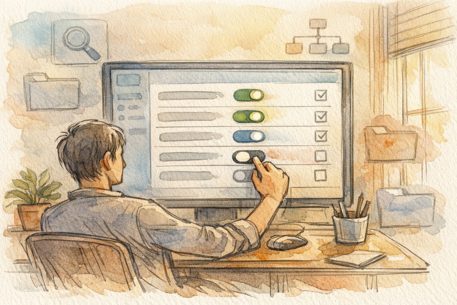 WP 特定の記事を検索結果に出さない設定を行うプラグイン操作のイラスト