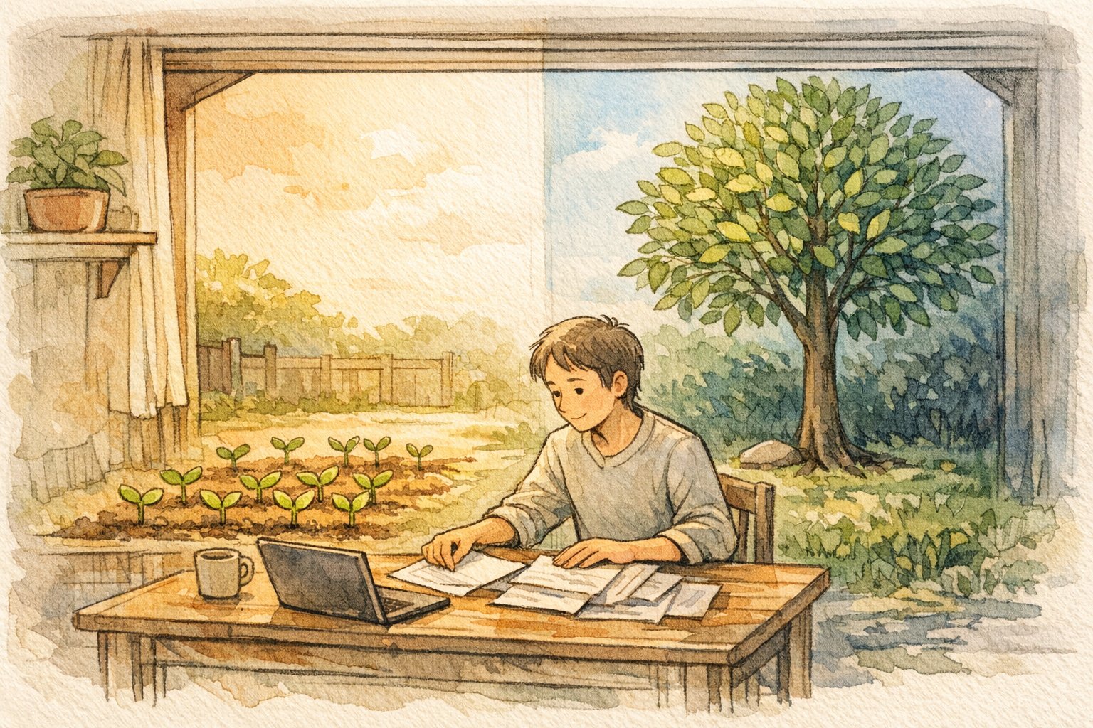 ホワイトハットSEO 継続を象徴しつつ短期成果と長期蓄積のバランスを描くイラスト