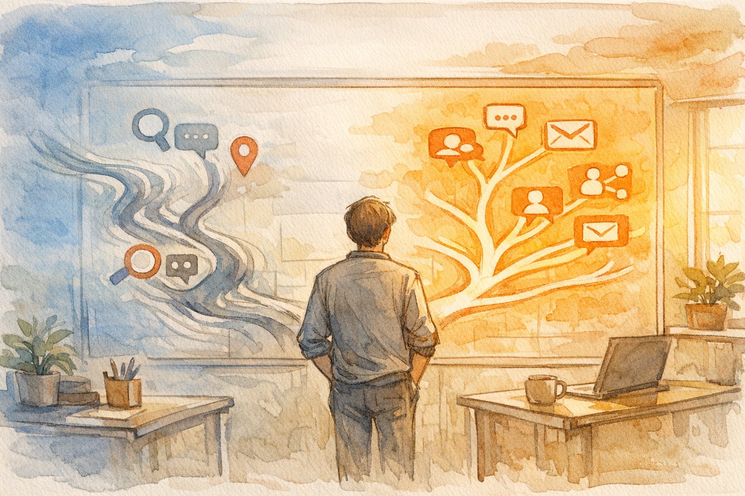 Google 離れ 対策として検索依存リスクを分散し複数チャネルを選択するビジネス担当者