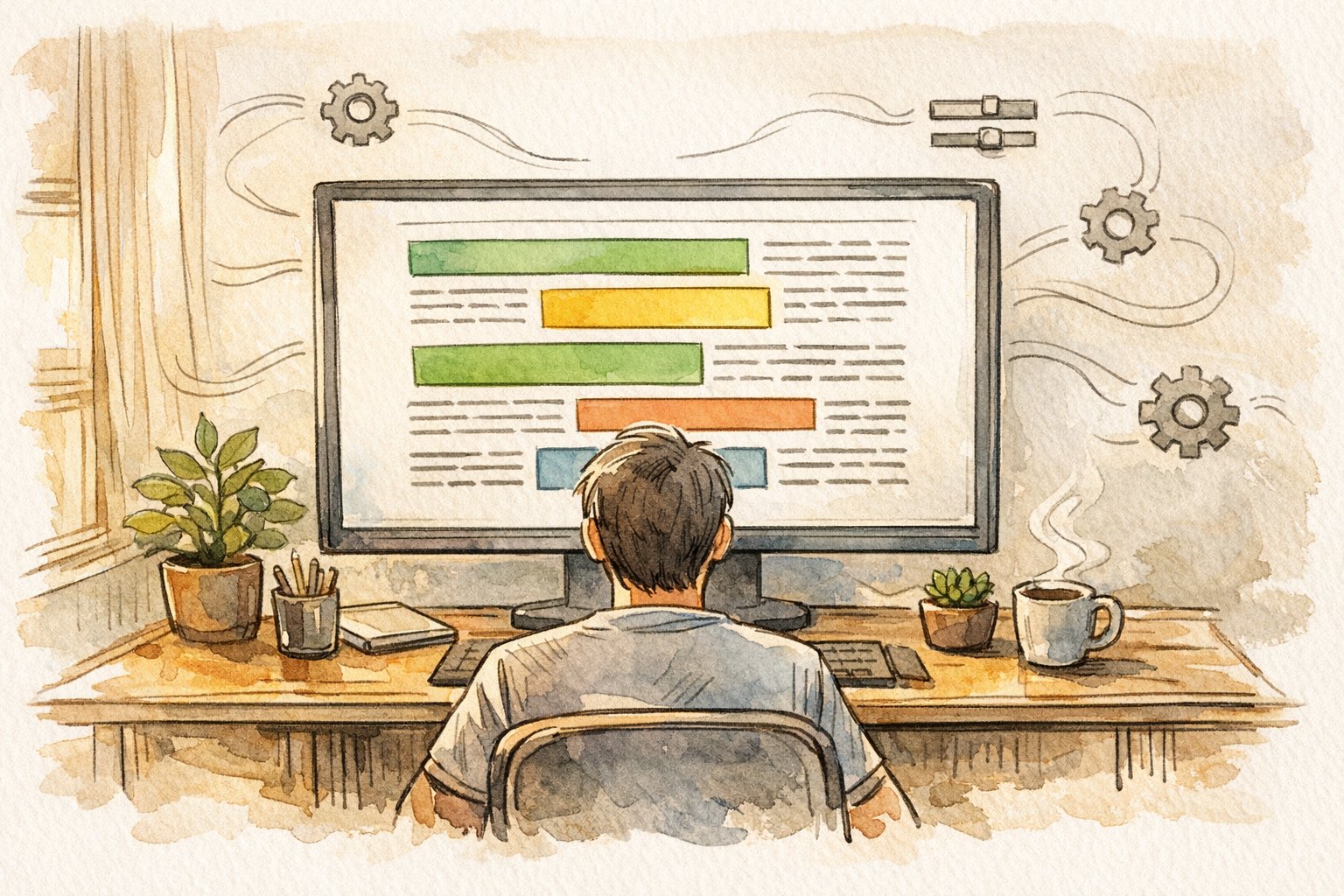 WP 広告 記事の途中に自動挿入をfunctions.phpで制御する落ち着いた作業机と画面構成