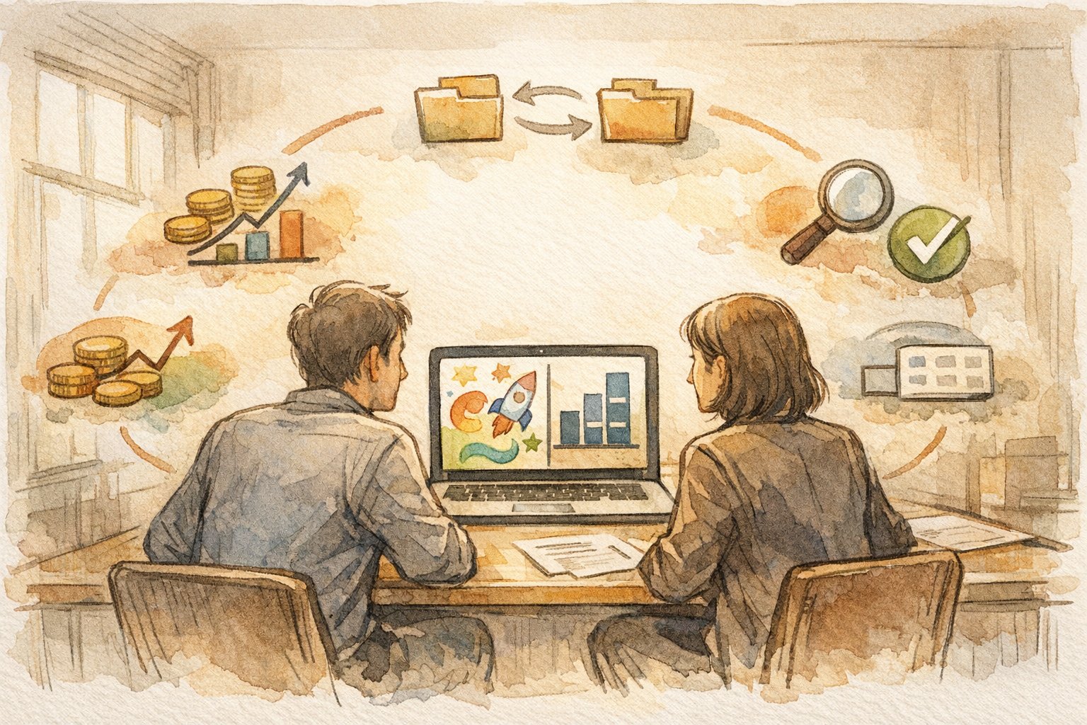HeyGen AI ビデオ翻訳 評判をビジネス利用の観点から冷静に検討する打ち合わせシーン