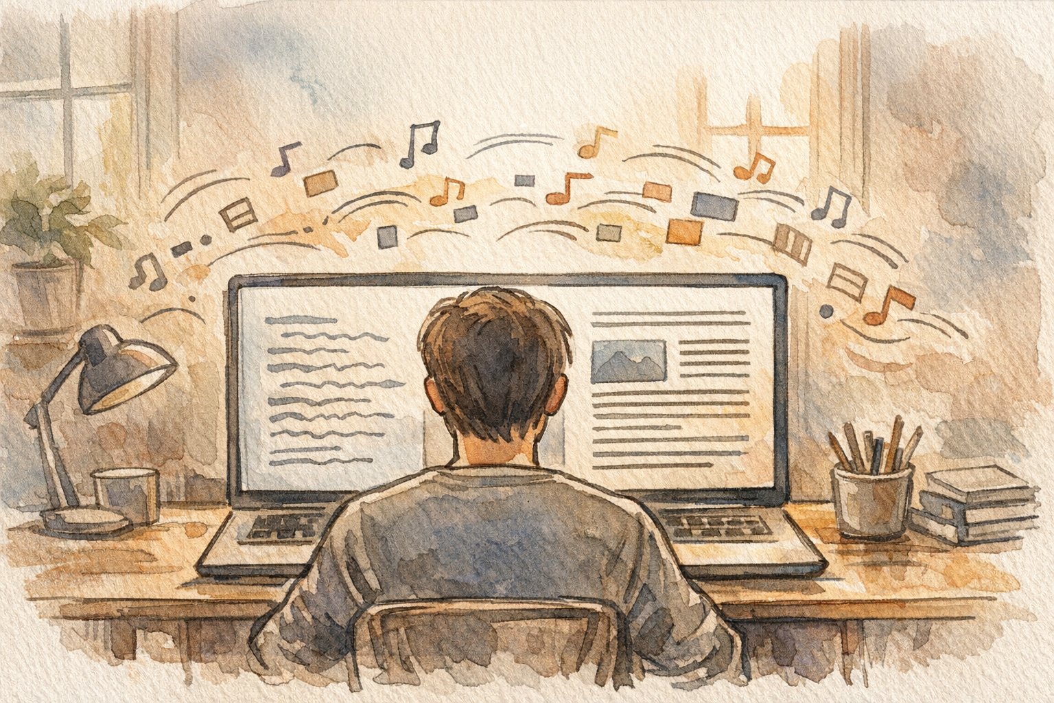 WordPress 執筆画面 カスタムフォントの差を俯瞰し、公開画面とのバランスを考えるイラスト