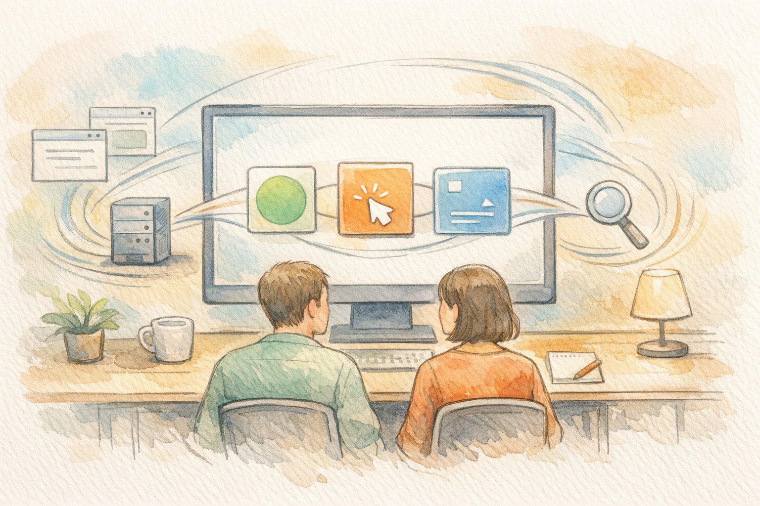 サーバー 速度 SEOの関係を示す指標LCP・INP・CLSを可視化したイラスト