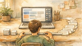 WordPress 抜粋の文字数 変更で短い要約と長い要約を調整する作業机の様子