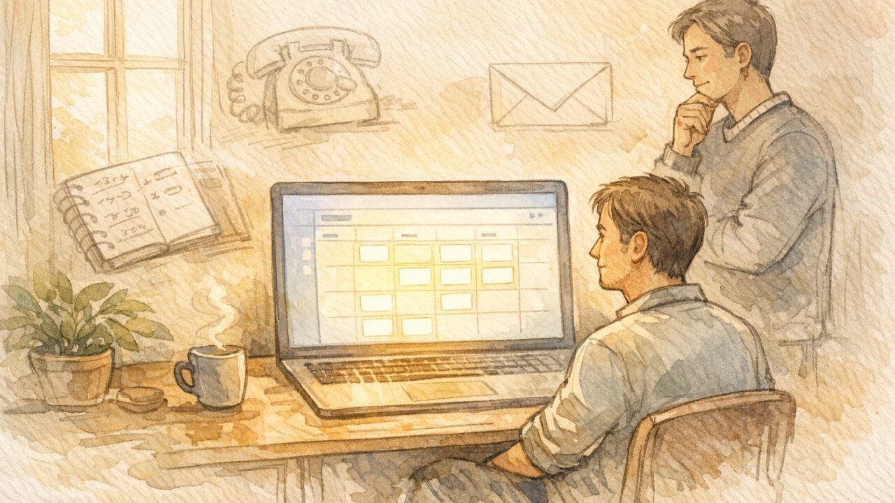 WordPress 予約システム 導入で電話や手帳管理からオンライン予約へ移行する様子