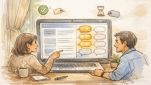 WP コメント 承認制 設定の基本仕様を整理するデスクとブログ画面のイラスト