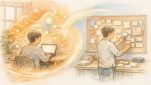 AIとテンプレート型を対比したワークスペース構成図, 記事作成 ツール おすすめ