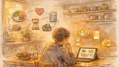 献立作成 AI 時短術で日々の献立負担を軽減し穏やかに食事を選ぶ様子
