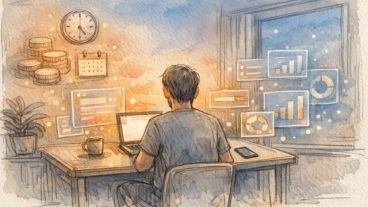 夕方の自宅学習デスクでAI 家庭教師 の メリット デメリットを象徴する柔らかなイラスト