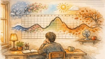 季節性 キーワード 対策を意識し年間の検索ニーズ変動をカレンダーとグラフで観察する様子