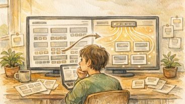 WordPress 記事下 広告 自動挿入と手動設置を比較するイラスト