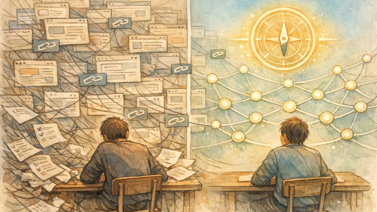 WordPress リンク切れ 自動チェック ツールで混乱したリンク管理が整理される様子