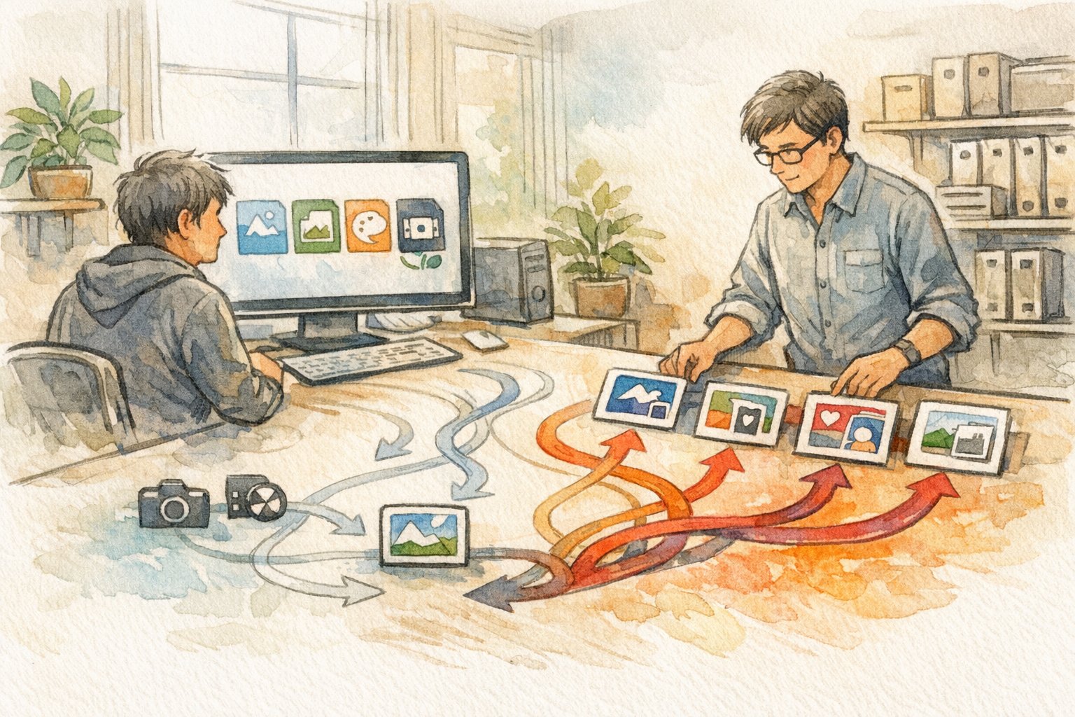 画像 軽量化 WebPによる制作と運用フローの変化を俯瞰するイラスト