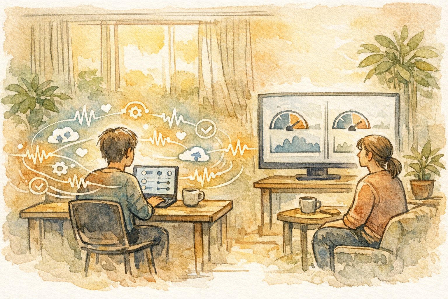 WP ハートビート API 制限を自動化ツールと手動監視のバランス視点で示すイラスト