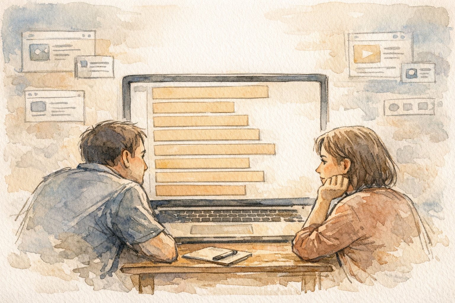 検索結果 占有率が高い画面を見つめる二人の利用者の戸惑いと静かな考察