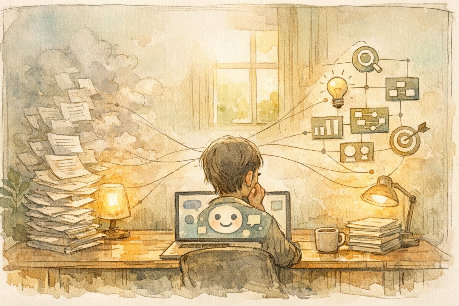 論文の効率的な読み方とAI活用を象徴する、質問粒度を調整しながら読むワークスペース