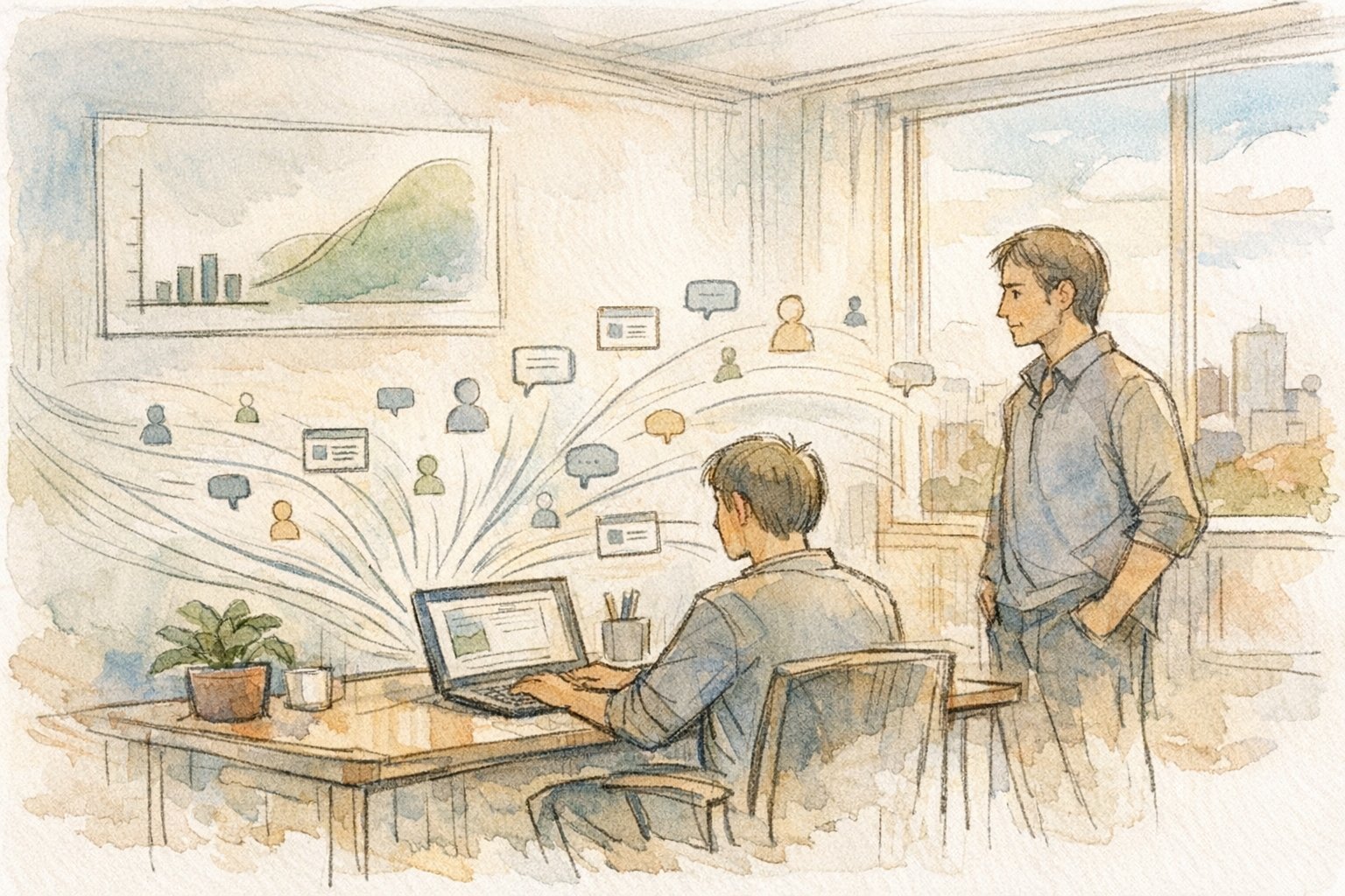 短期報酬より長期的な影響を重視する、SEO ライターの将来性を象徴するイラスト