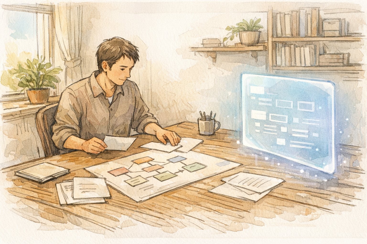 AIに負けない ライターがAIと協働し記事構成を練る、温かな手描きワークスペース