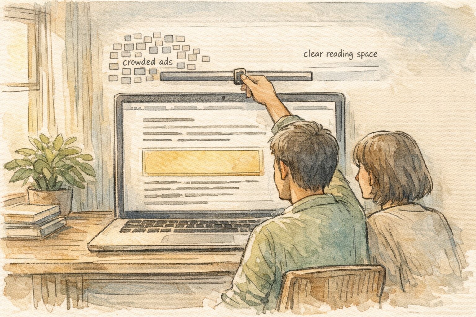 WordPress リード文下 広告 配置を調整し、収益と読者体験のバランスを探る様子