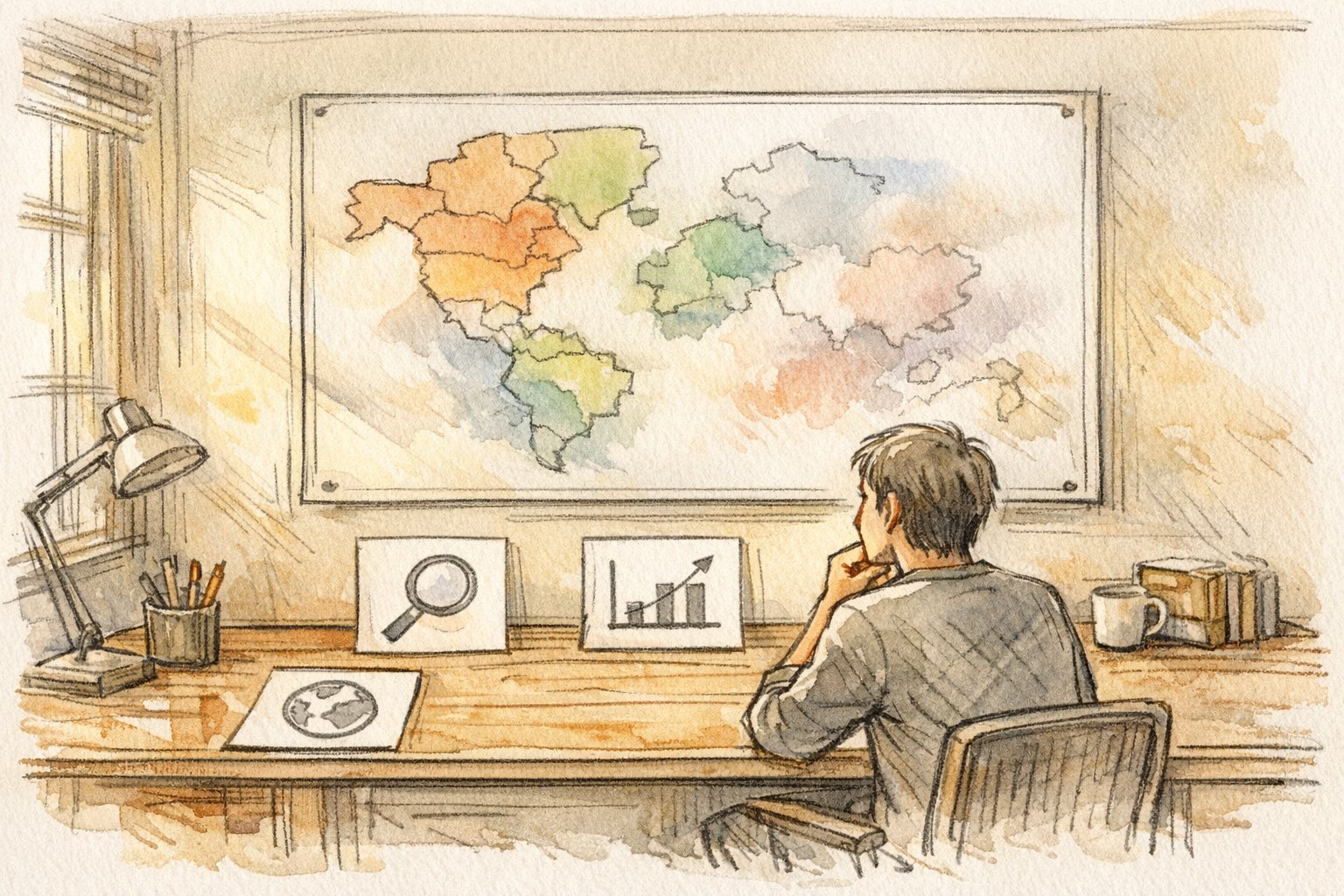 無料の競合分析 ツール 無料で得られる情報の限界と活用イメージを示す手描きイラスト