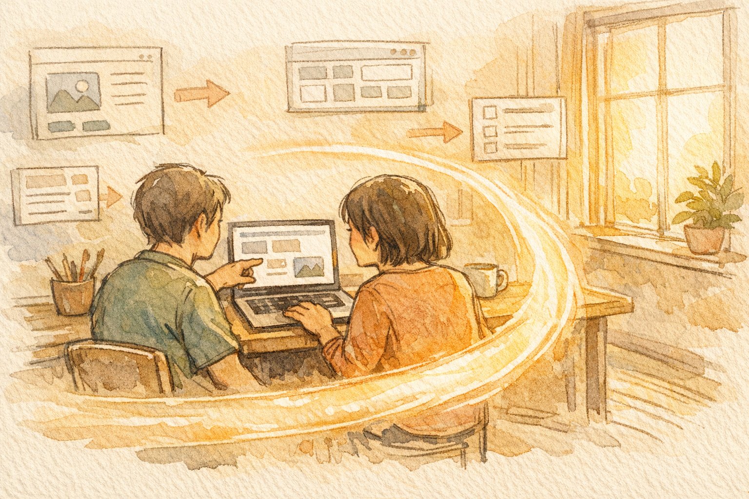 WordPress 納品後の 記事更新マニュアルに沿い、不安から安心へと伴走しながら操作を学ぶクライアントの様子