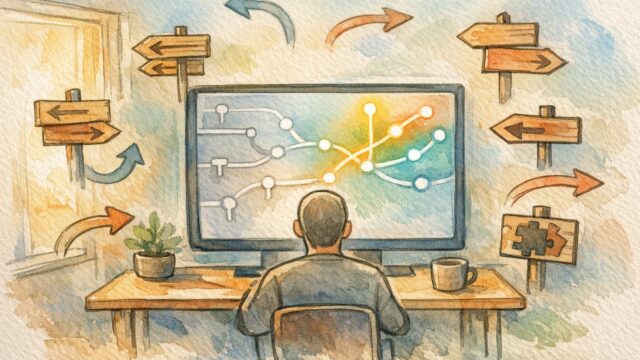 WordPress サイトマップ 404エラー発生時の分岐する経路と更新されるURL構造を示すイラスト
