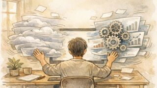 WP 管理画面 重い 原因を雲と歯車で対比し、最初のボトルネックを切り分ける姿
