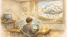 クラウドAIとローカル LLM の メリット（プライバシー保護）の対比を象徴するイラスト