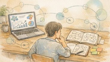 網羅性 高める ツールと手書きノートを前に、執筆者が距離感を考えるワークスペース