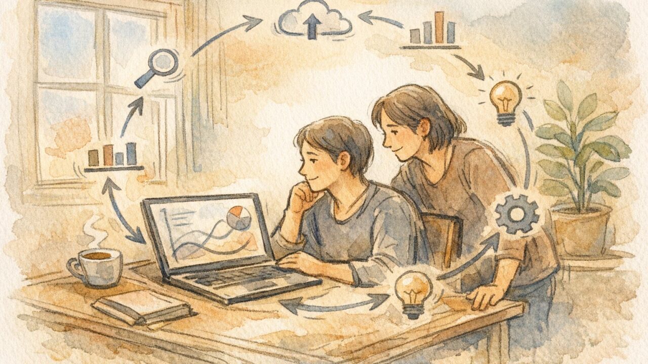静かなワークスペースでSEO ツール サポート 体制の必要性を考える人と寄り添う相談者