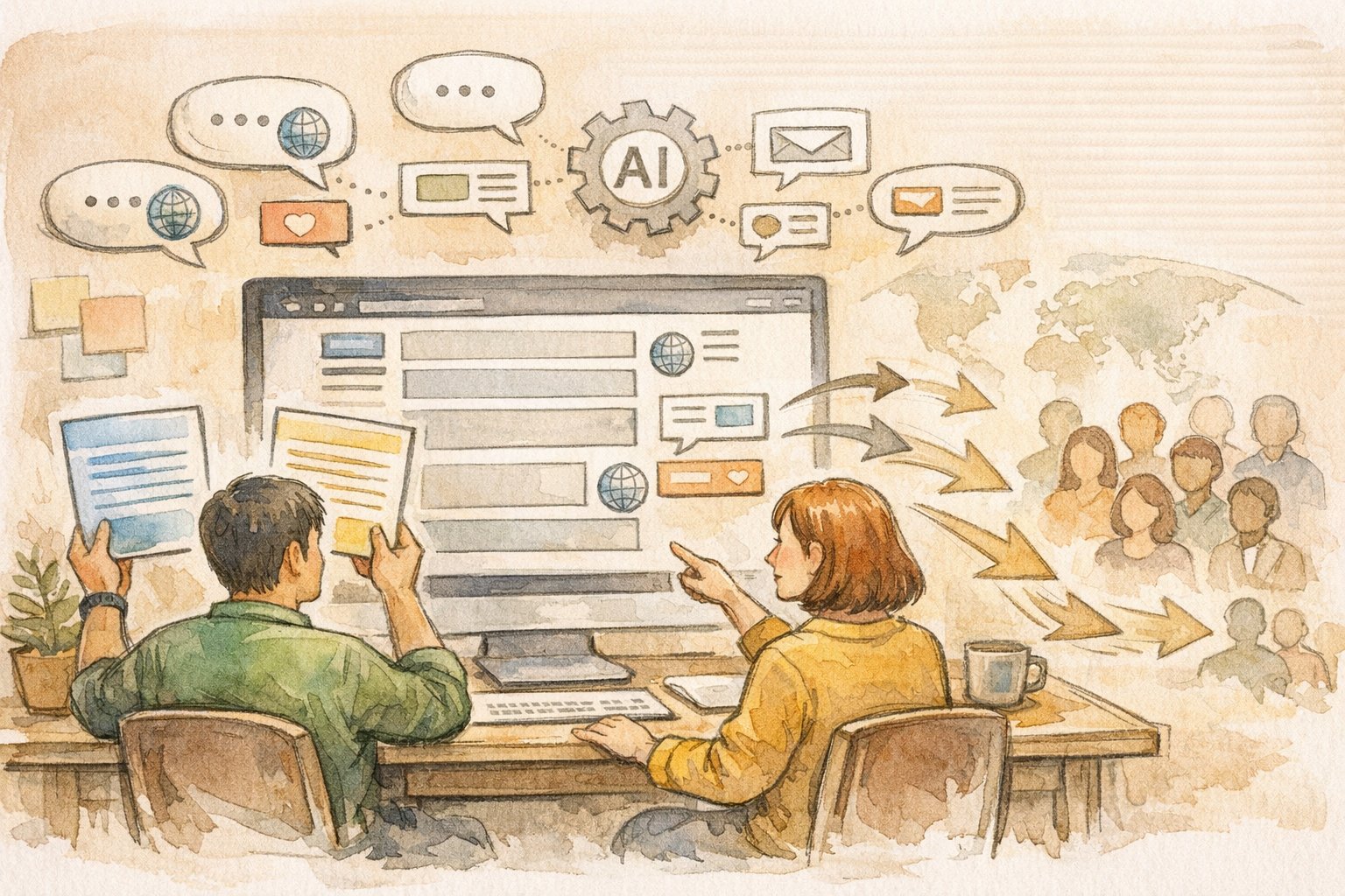 WordPress 多言語翻訳 AI プラグインで自動翻訳と読者視点のバランスを考える作業風景