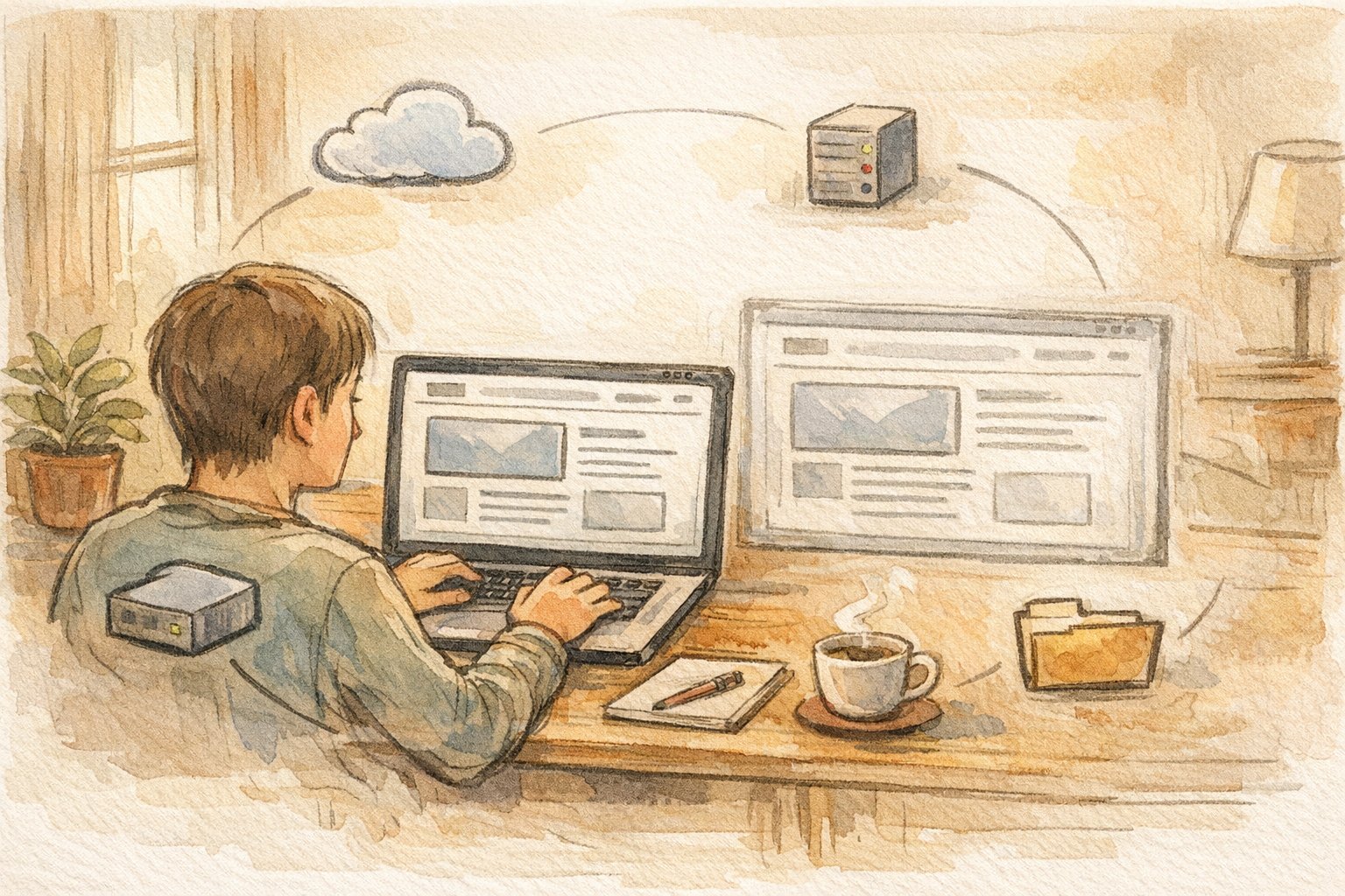 ローカル環境でWP サイトの スナップショット 保存方法を試す穏やかな作業デスクシーン