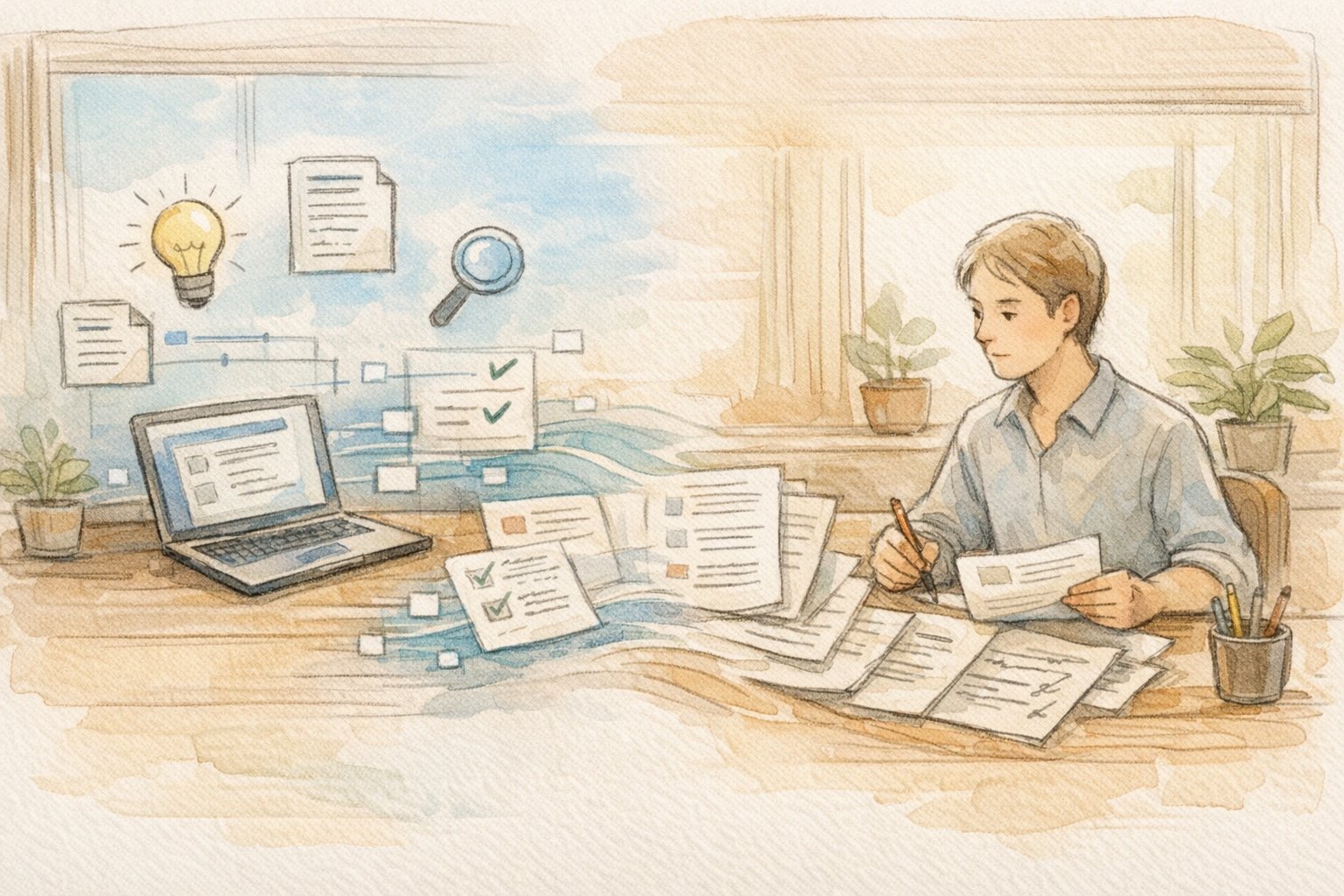 記事作成 代行 vs ツール導入を象徴し、自動化ツールと人のチェックが共存する制作フロー