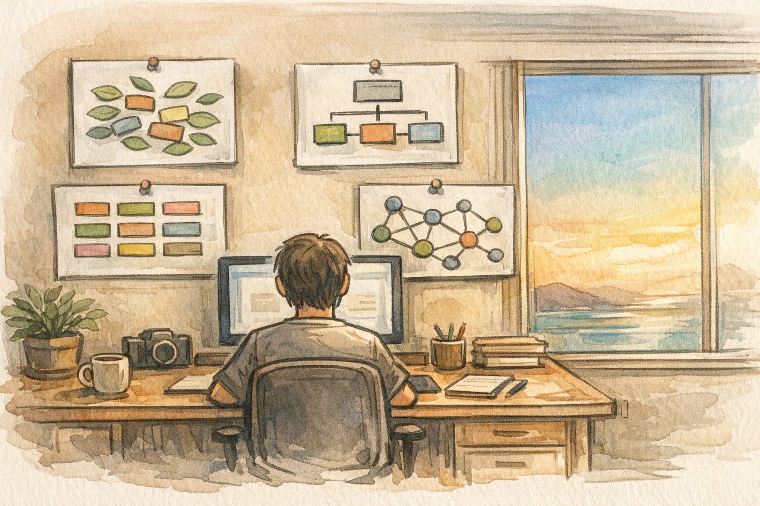買い切り SEO ツールでキーワード整理や内部リンク設計を安定運用するイメージイラスト