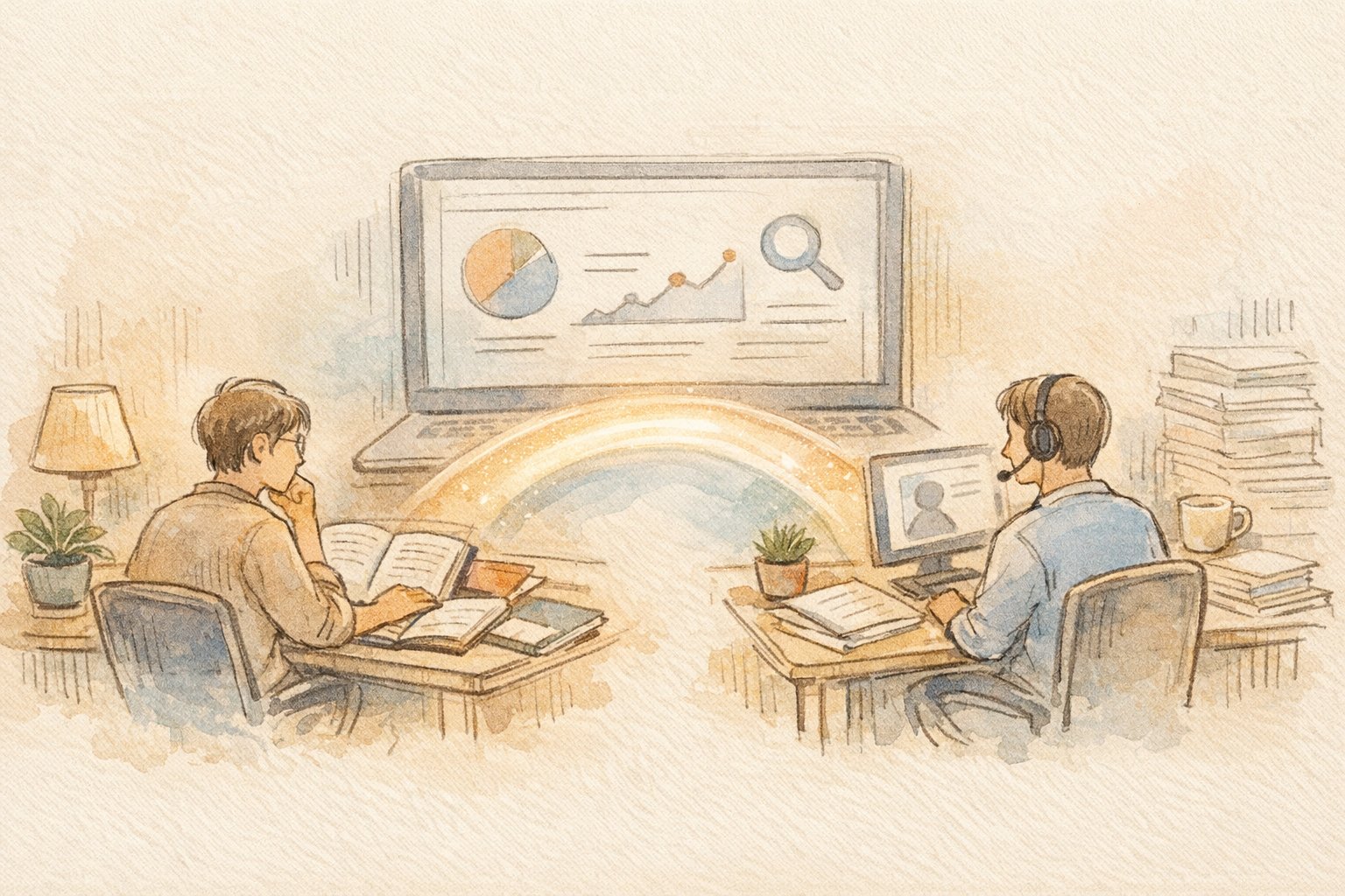 SEO ツール サポート 体制を象徴する二つの学びの道、自己調査とヘッドセット相談が穏やかに共存
